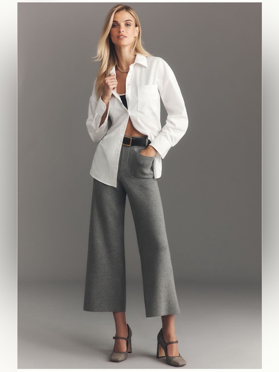 Anthropologie Pants - Mauve Wide Leg Gray Knit Pants- Small
